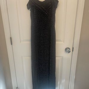 Black shimmering evening dress.